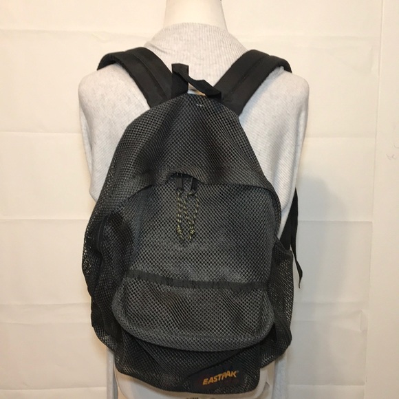 grey fabric backpack